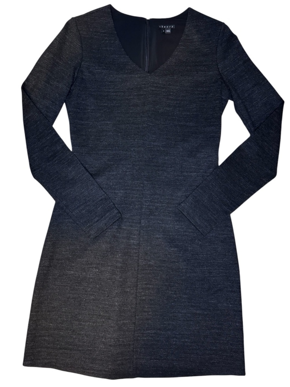 Theory Heathered Gray Long Sleeve Knit Dress Size 4 Minimalist A-Line